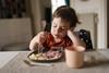 child boy eating lunch dinner sad food plate fork children kids kid